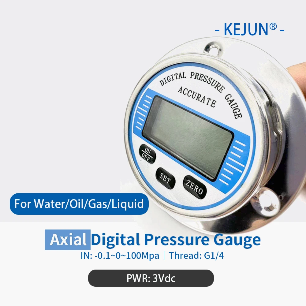 

0-1000bar Hydraulic Vacuum Digital Pressure Gauge Axial G 1/4 Male Connector Oil Gas Water Pressure Gauge 4'' Manometer