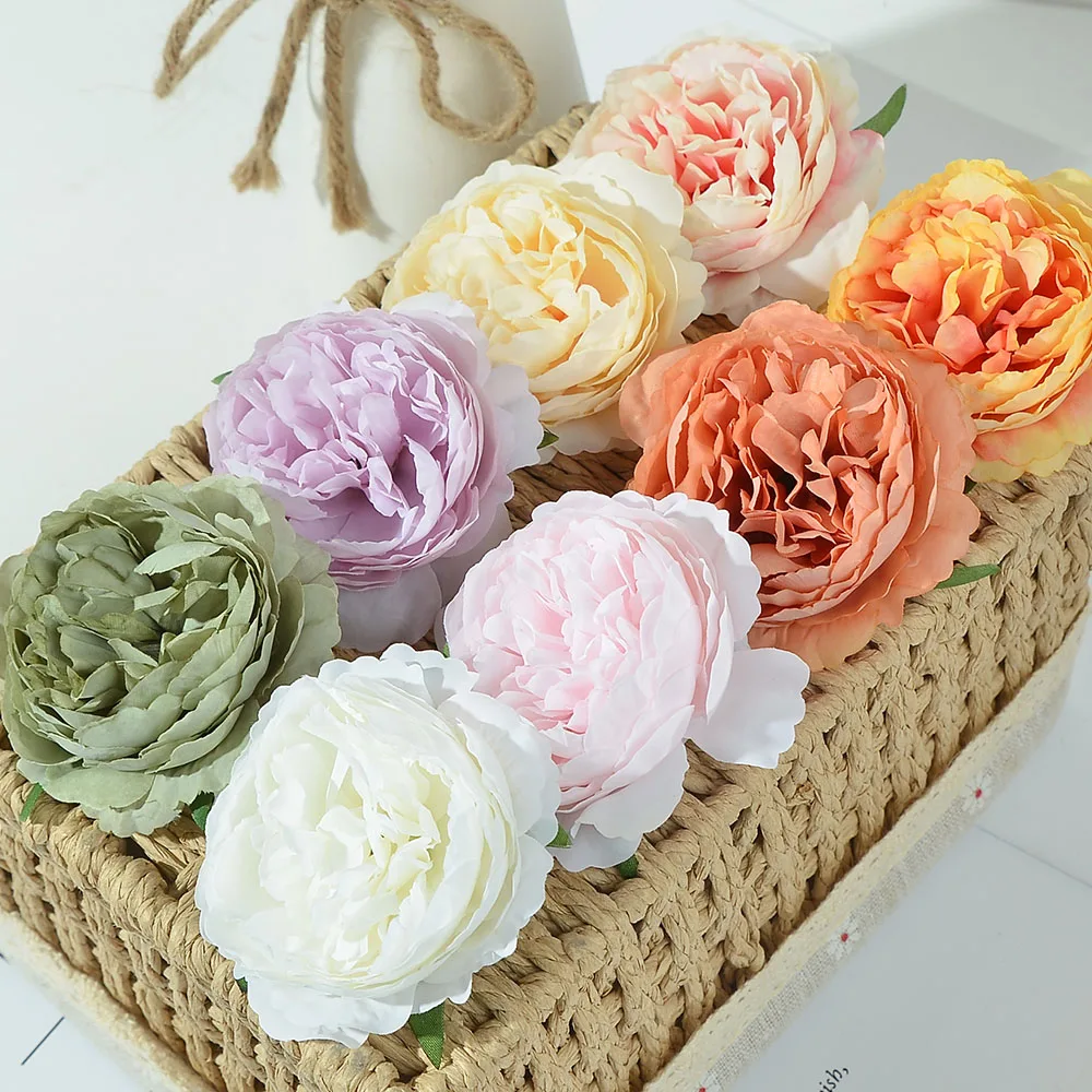 Nanairo 10pcs 8cm New Peony Artificial Silk Flower Head For Home Garden Wedding Decoration DIY Craft Party Fake Flower Wall