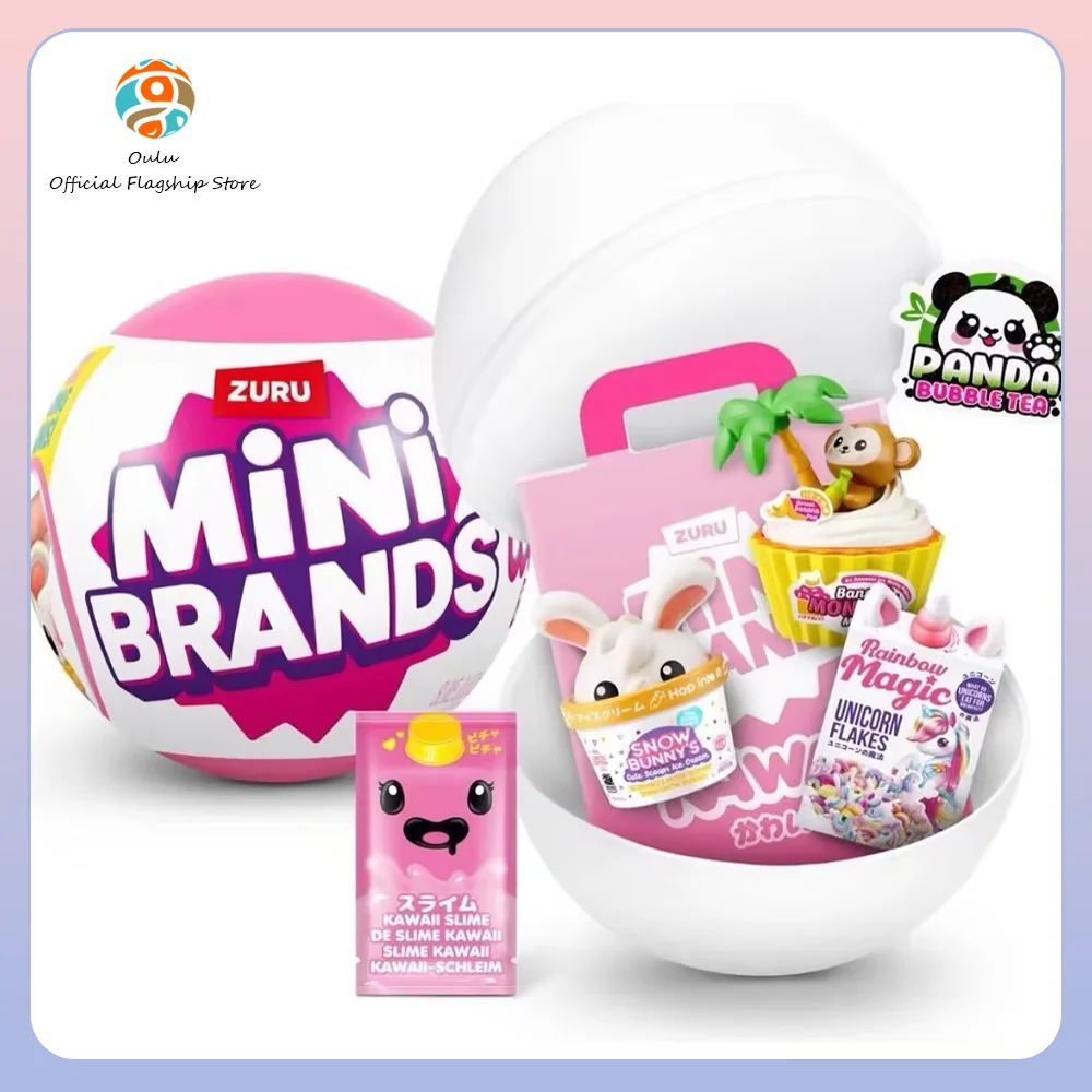 Zuru Mini Brands 5 Surprise Kawaii Inside Blind Box Finger Tip Collector'S Kawaii Balls Rabbit Panda Action Figure Miniature Toy