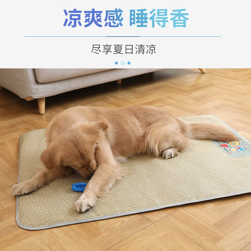 Summer pet dog sleeping with non-slip anti hissing and biting rattan mat ins style pad cats and dogs universal cooler dog kennel