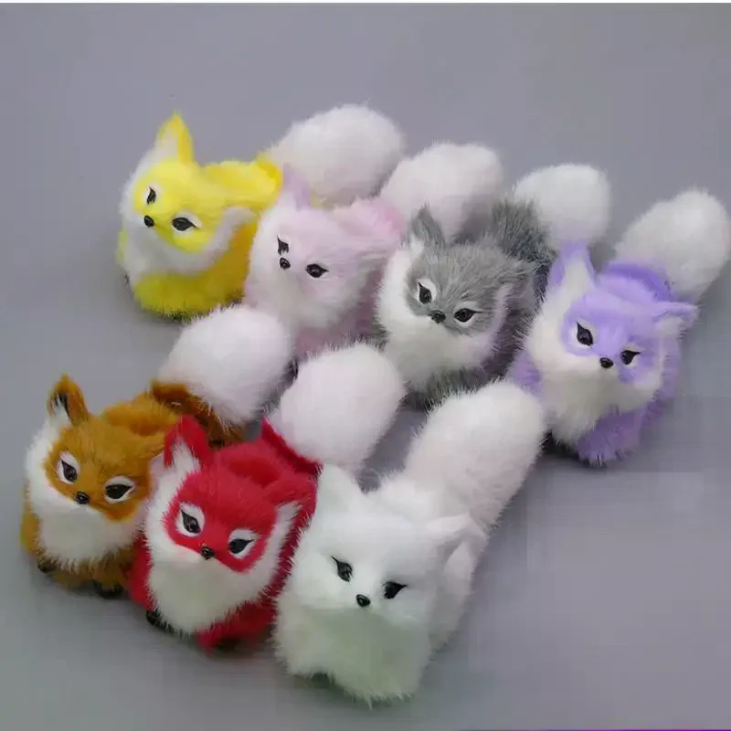 Soft Squatting Mini Plush Simulation Fox Soft Lifelike Plush Stuffed Fox Doll Cute Colorful Animal Figurine Home Decor