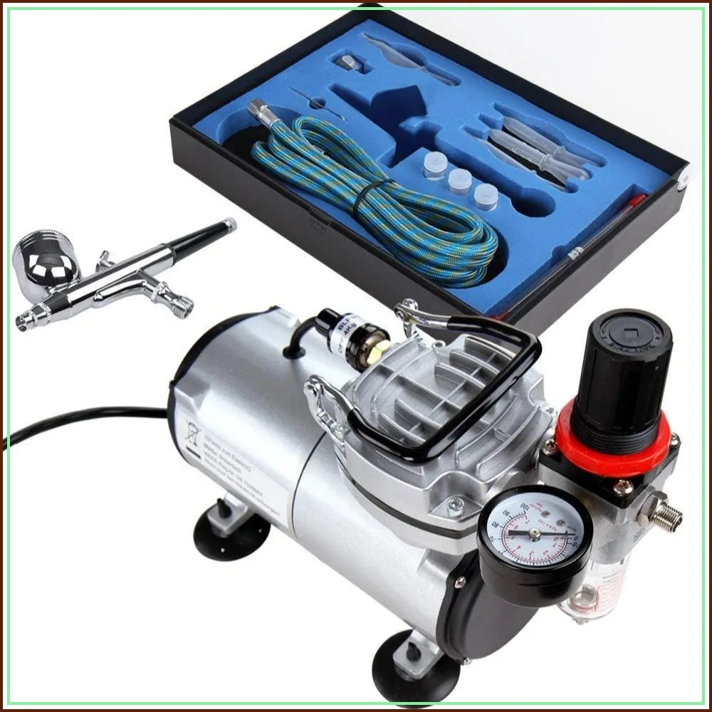 

Multi-Purpose Airbrush Kit with Compressor, Dual Action Gravity Feed, 0.2-0.5mm Nozzles for Hobby, Tattoo, Model, Makeup