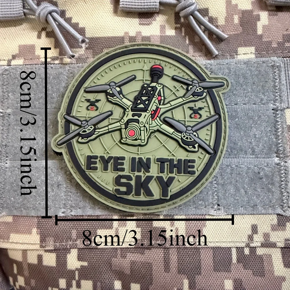 Drone Operator Morale Tactical Patch Set Eye in the Sky PVC Badge Aerial Scout Skull Patches Hook&Loop for Backpack Apparel Gear