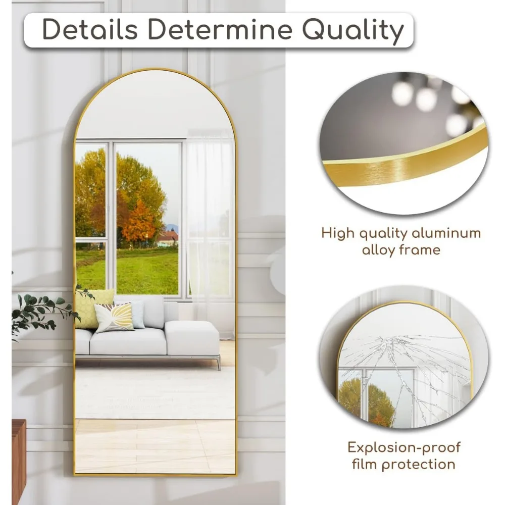 Imagem -05 - Arched Full Length Floor Mirror Standing Mirror Modern Full Body Mirror com Suporte Alumínio Alloy Frame Gold 64 x 21