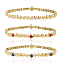 New Arrived Classic Women Girlfriend Gift Fashion Jewelry Multi Color Heart Shaped CZ Charm Beaded Tennis Bracelet