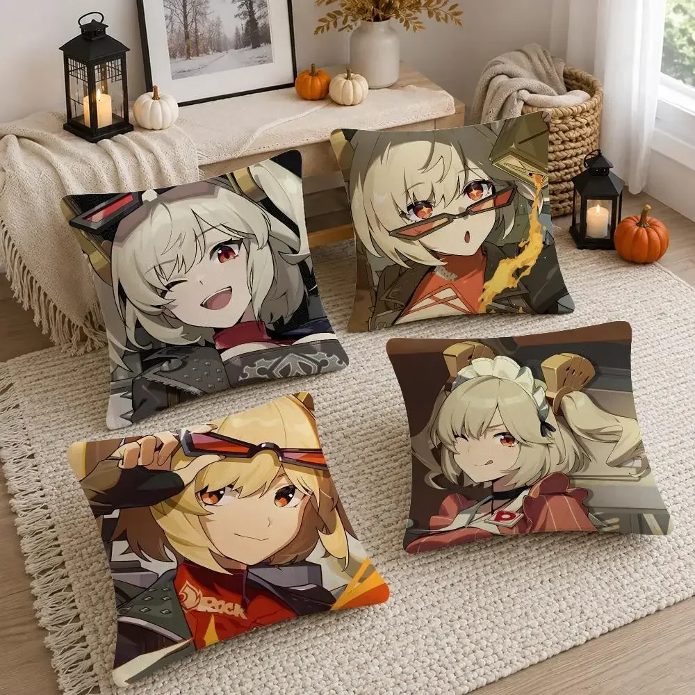 Game Character Burnice White-Zenless Zone Zero Cushion Cover Soft Fluffy Short Plush  Pillow Case  Sofa Bedroom Home Decor