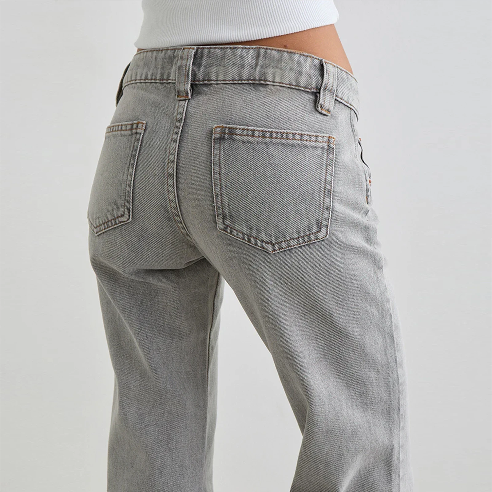 Jean rétro Harajuku taille basse pour femmes, jambes larges, Vintage Grunge, couleur unie, Baggy évasé, pantalon Streetwear, été, Y2K