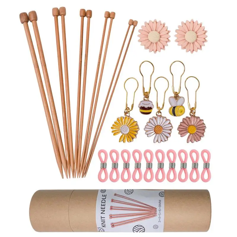 

Single Pointed Knitting Needles Kit Comfortable Grip Knitting Needles Set For DIY Project LightWeight Straight Crochet Supplies