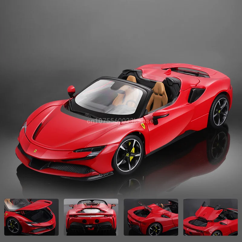 Bburago Model Car Ferrari Spider SF90 1:18 Alloy Diecast Model Luxury Vehicle Model Collection Desktop Ornaments Birthday Gift