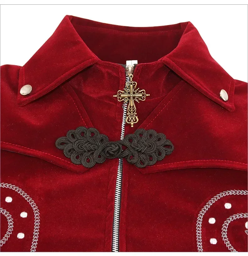 Abrigo de vampiro gótico para Cosplay de Halloween, chaqueta Vintage con cuello levantado, abrigo