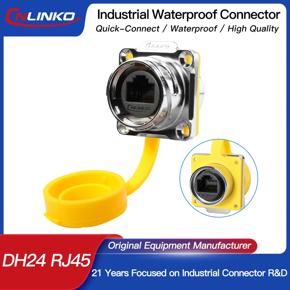 

CNLINKO DH24 Waterproof IP68 RJ45/USB/HDMI2.0 Fiber Optic Data Connector Power Charging Female Jacks Sockets Fast Transimission