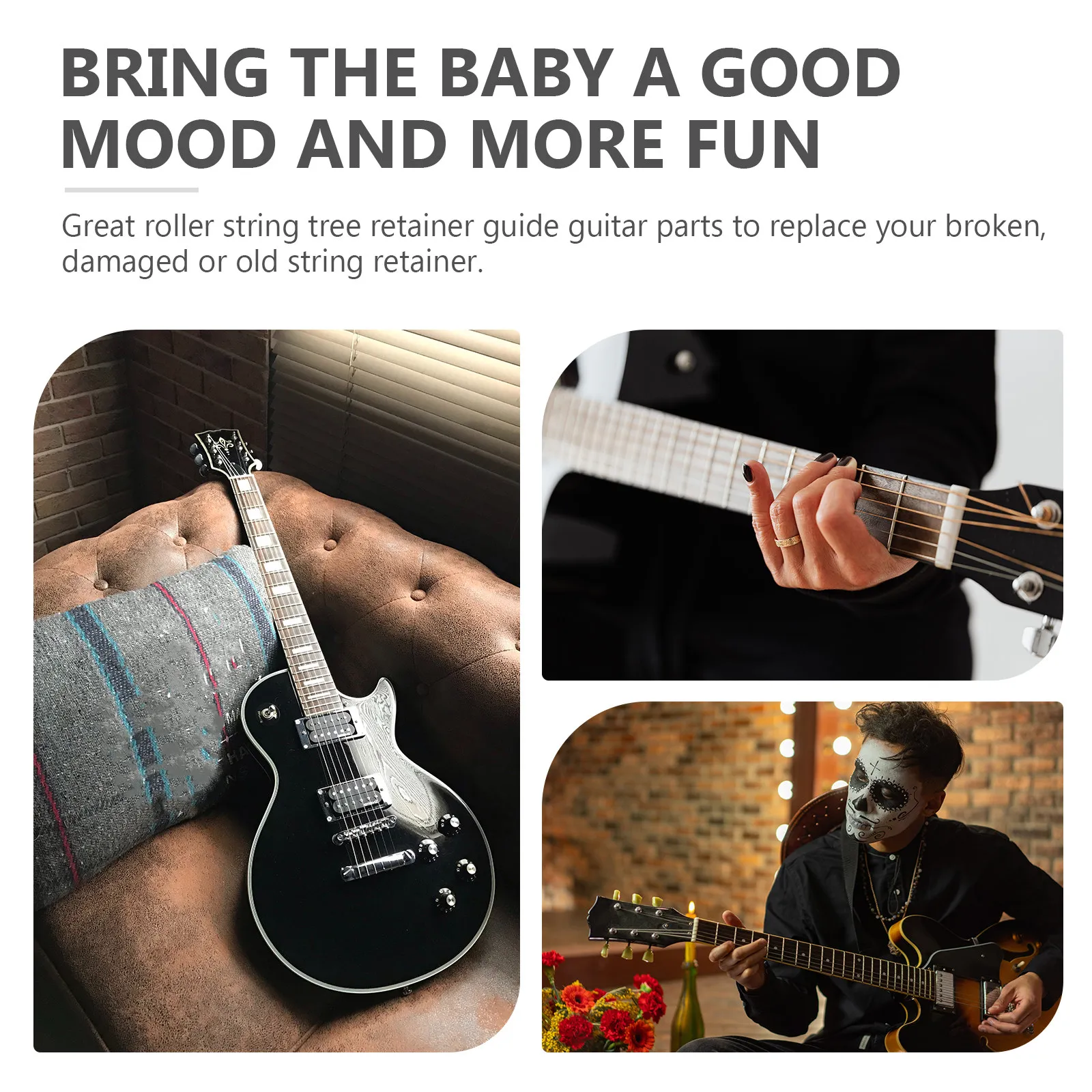 

4 шт. фиксатора струн с гладкой поверхностью для электрогитары, роликовый держатель струн, запчасти для гитары, аксессуары для гитары
