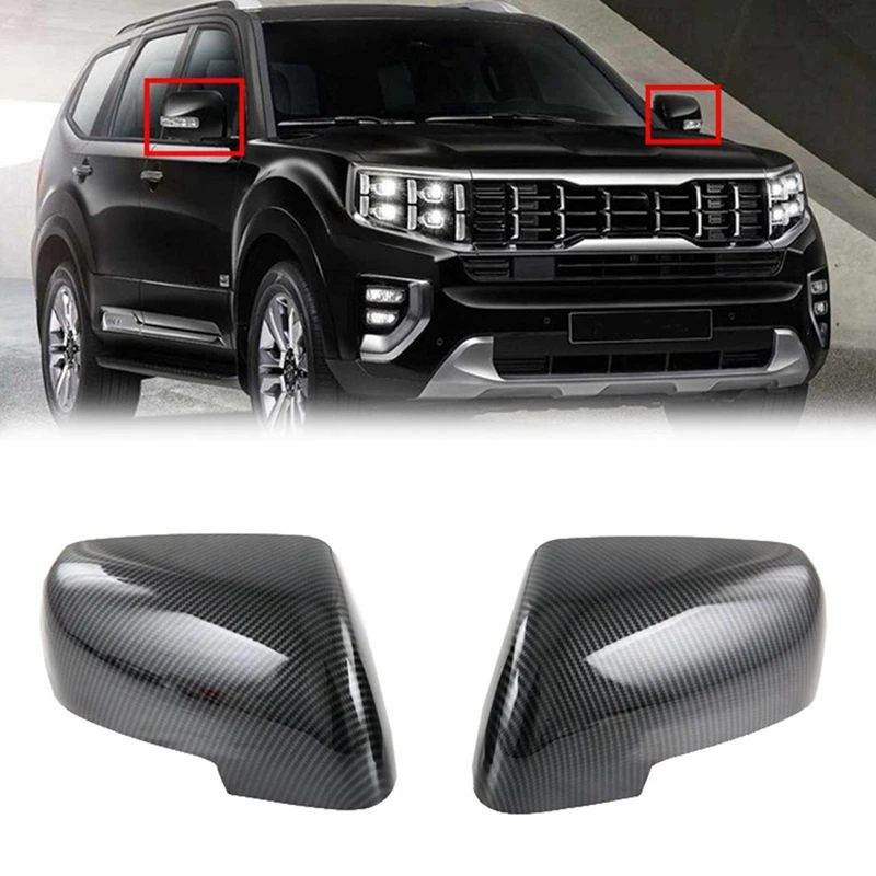 

Car Carbon Fiber Rearview Side Glass Mirror Cover Trim Frame Side Mirror Caps For KIA Mohave 2020 2021 2022