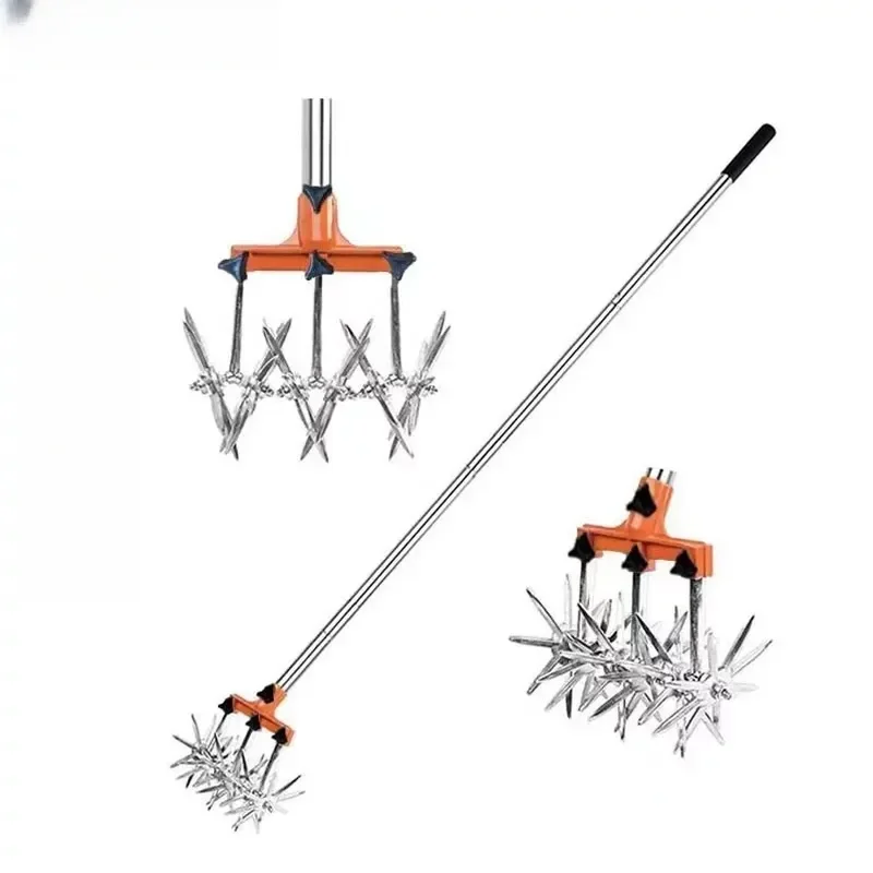 for Small Vegetable Garden Tiller Manual Rotary Cultivator Soil Loosening Tool Hand Crank Weeder Farming Gardening Equipment