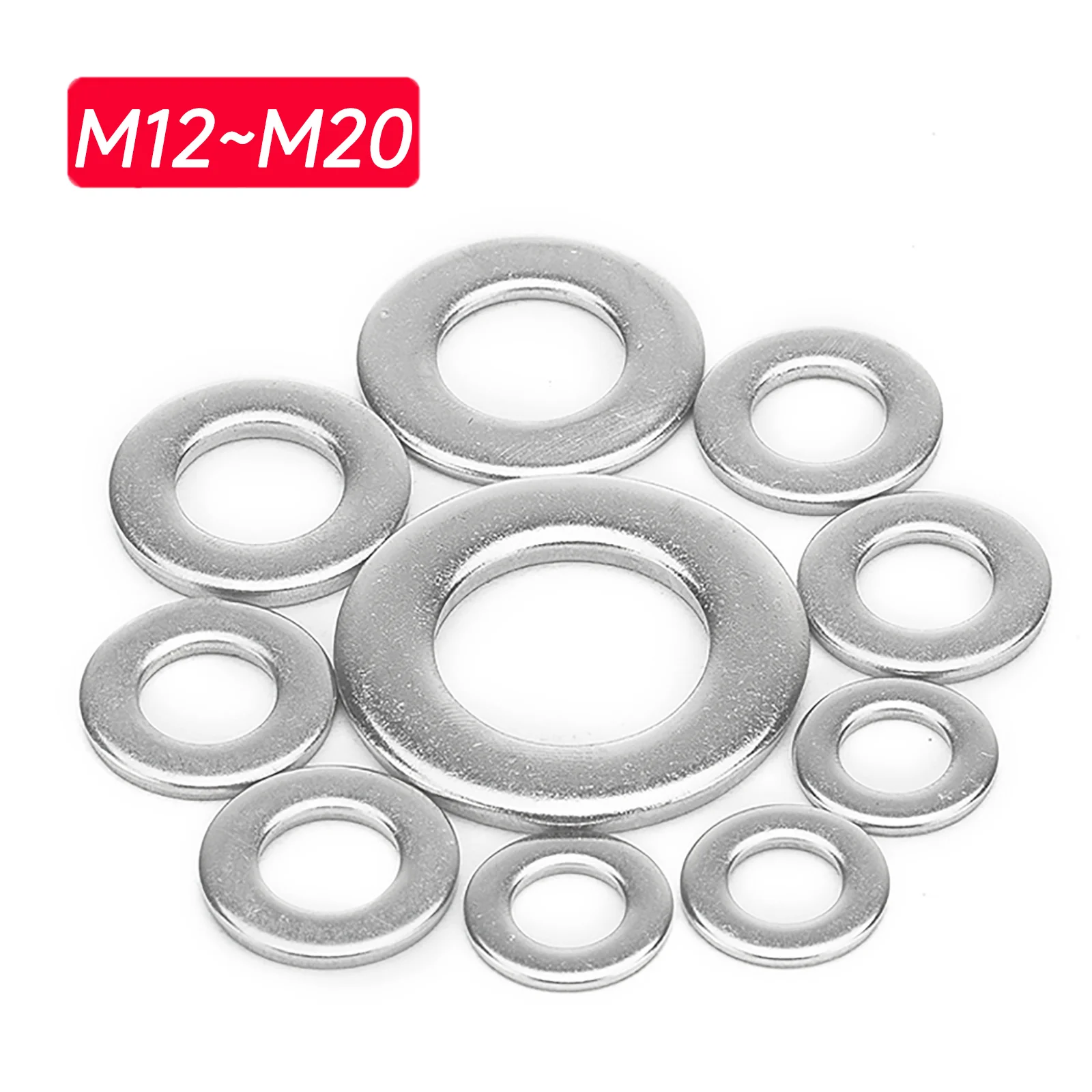 304 Stainless Steel Gasket, Metal Screw Gasket, Enlarged and Thickened  Circular Meson M12 M14 M16 M18 M20