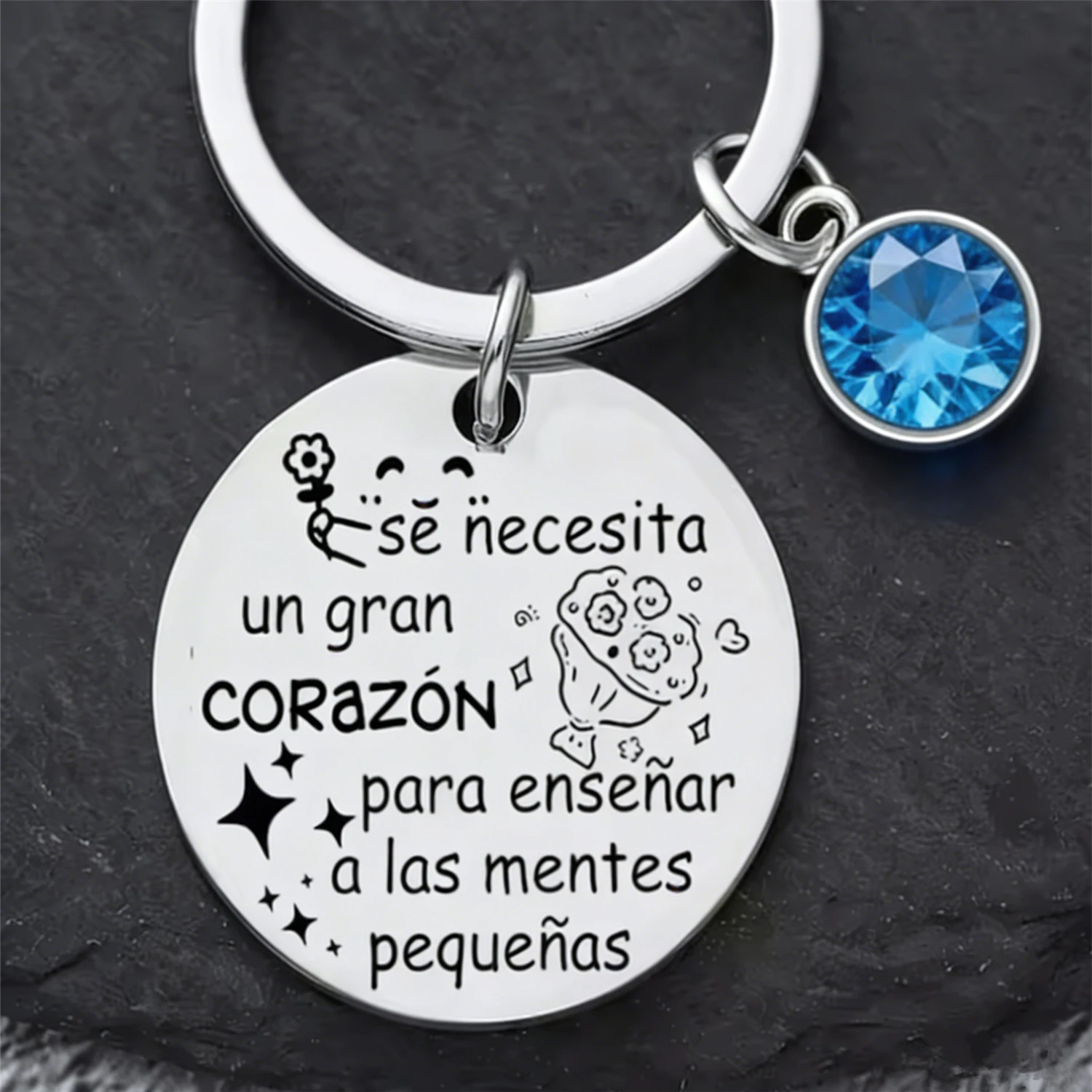1pc Spanish Teacher Keychain Gift Blue Crystal Appreciation Jewelry It Takes A Big Heart To Shape Little Minds Regalo Profesor