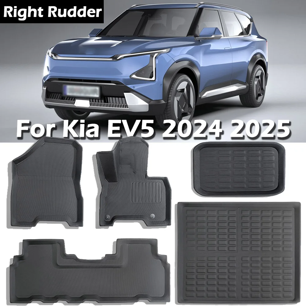 XPE Floor Mats for Kia EV5 2024 2025,All Weather Floor Liner 3D 1st & 2nd Row Floor Mat Accessories(Only fit for Right Rudder)