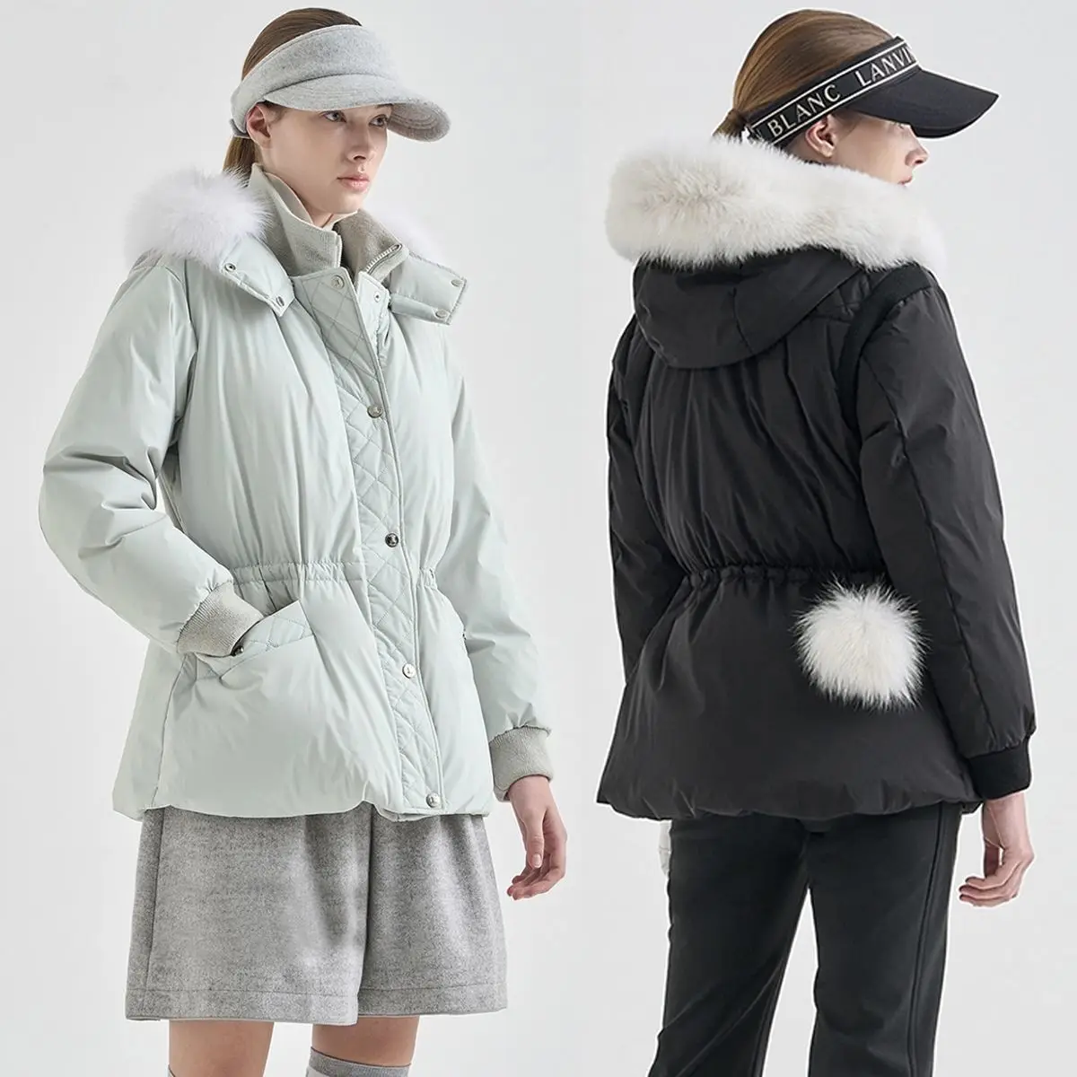 

Women's Golf Apparel Fall/Winter Hooded Wool-Lined Waist-Defining Goose Down Windproof Jacket
