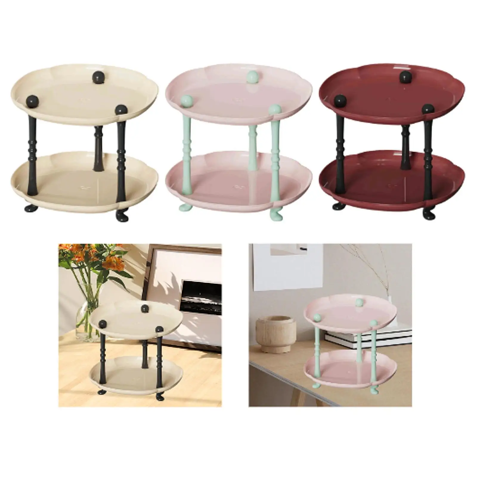 Vanity Organizer Trinket Wallet Watch 2 Tier Valet Tray Countertop Rack Shelf for Farmhouse Cosmetic Bedside Hallway NightStand