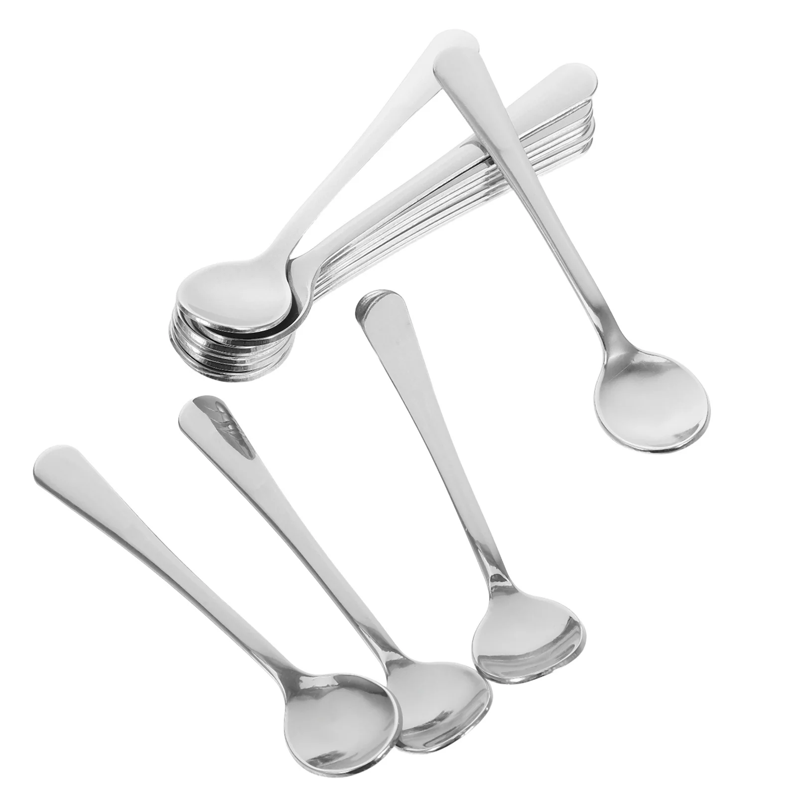 

12pcs Stainless Steel Mini Dessert Spoons Cute Coffee Teaspoons Sugar Scoops For Espresso Cappuccino Ice Cream Cake Pepper