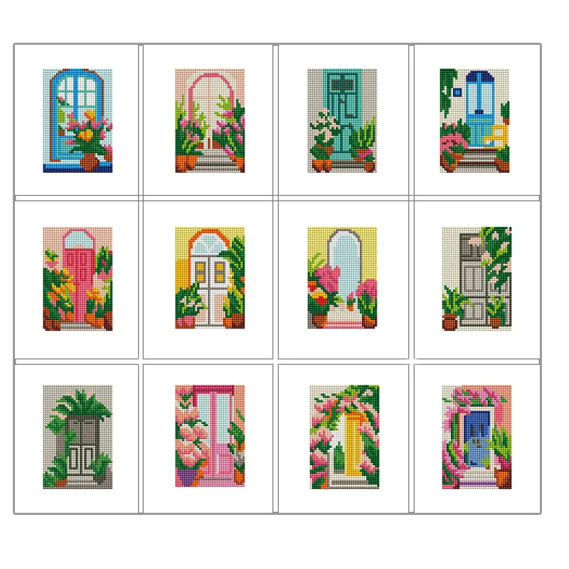 Huacan 12 teile/satz diamant malerei blume volle quadratische mosaik tür stickerei kreuz dekor für handgemachtes geschenk zu hause