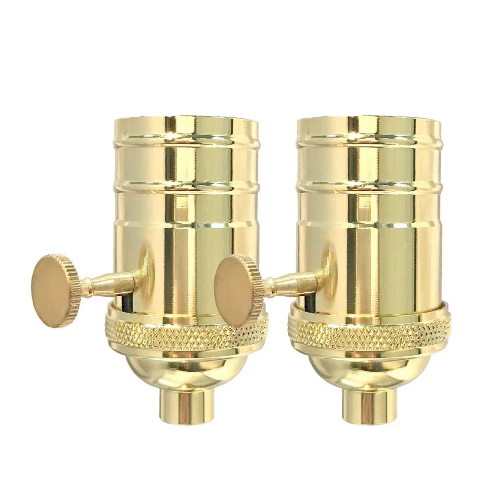 

ull Range 3 Way Vintage Turn Knob Lamp Socket (Polished Brass, Set o 2)