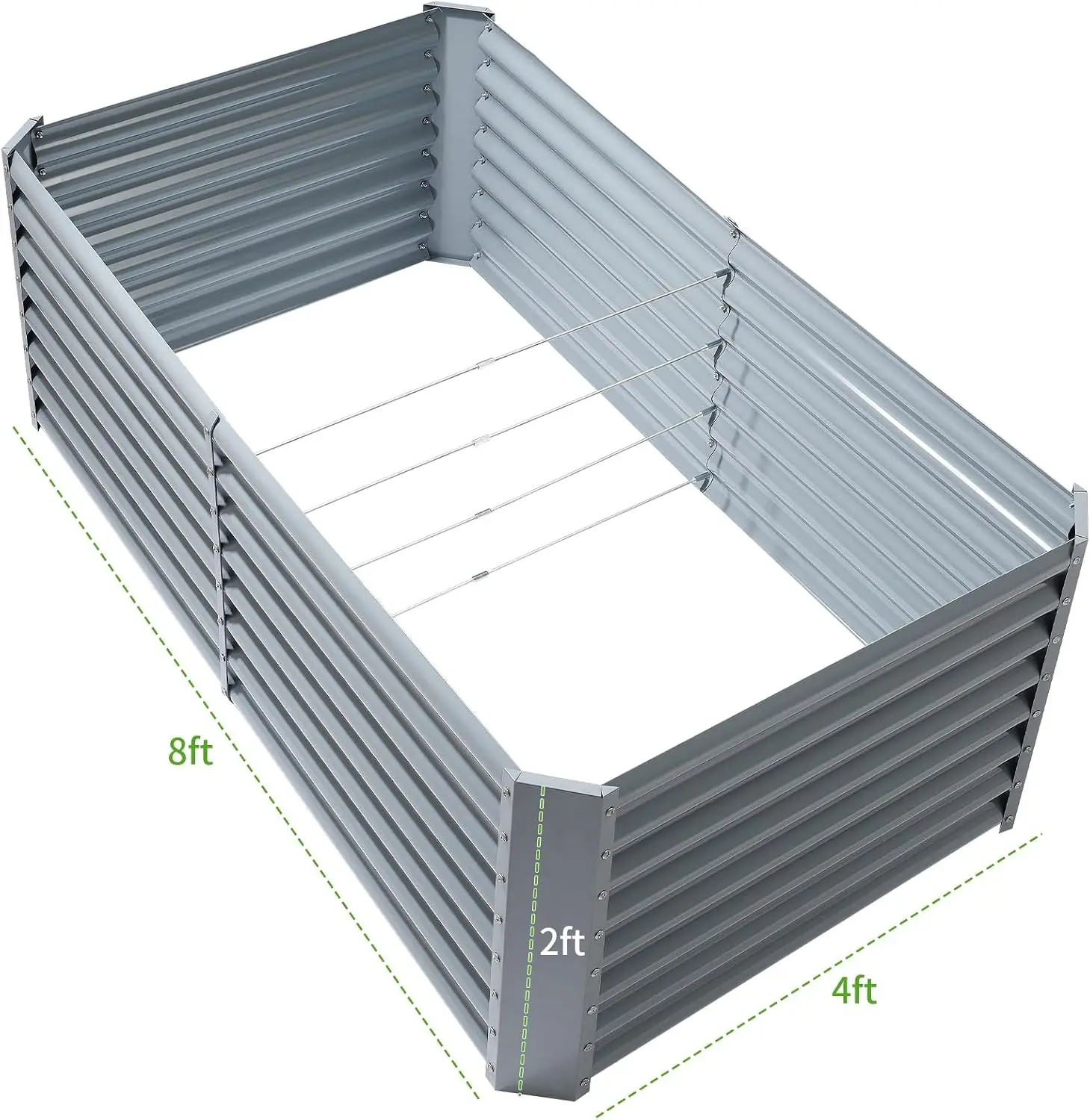 Land Guard 8×4×2ft Galvanized Raised Garden Bed, Planter Boxes Outdoor, Raised Garden Beds Outdoor for Vegetables, Flowers, Herb