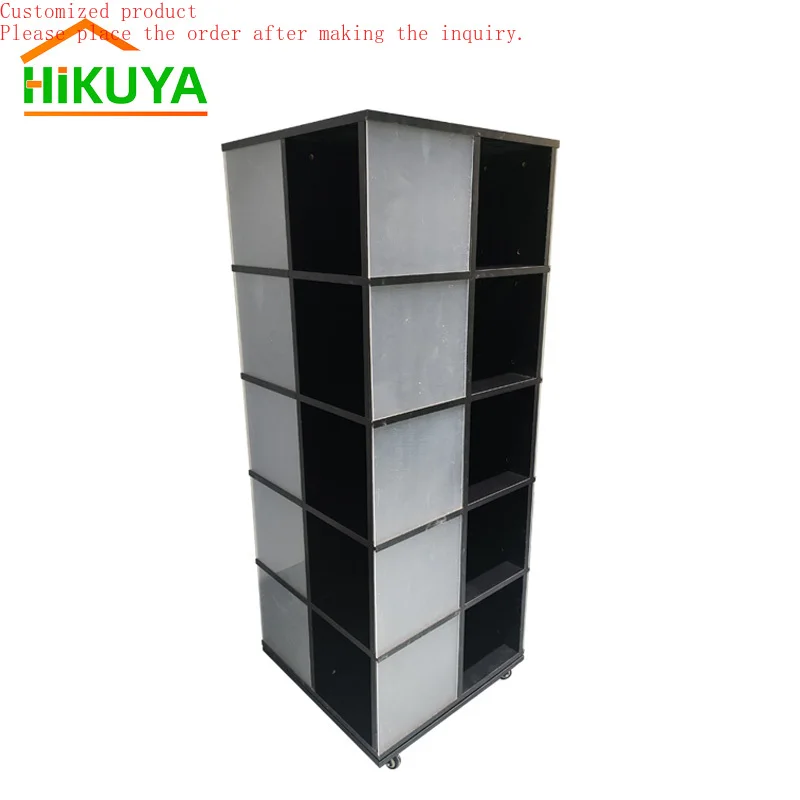 

Custom.Customized T Shirt Cube Spinner T-Shirt Display Rack Rotating with Wheels for Cloth Store