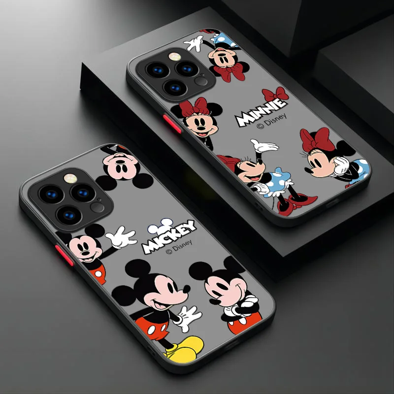 Disney Mickey Minnie Mouse Case For iPhone 15 14 13 12 11 Pro Max mini X XR XS 7 8 6 Plus SE 2020 Shockproof Matte Hard PC Cover