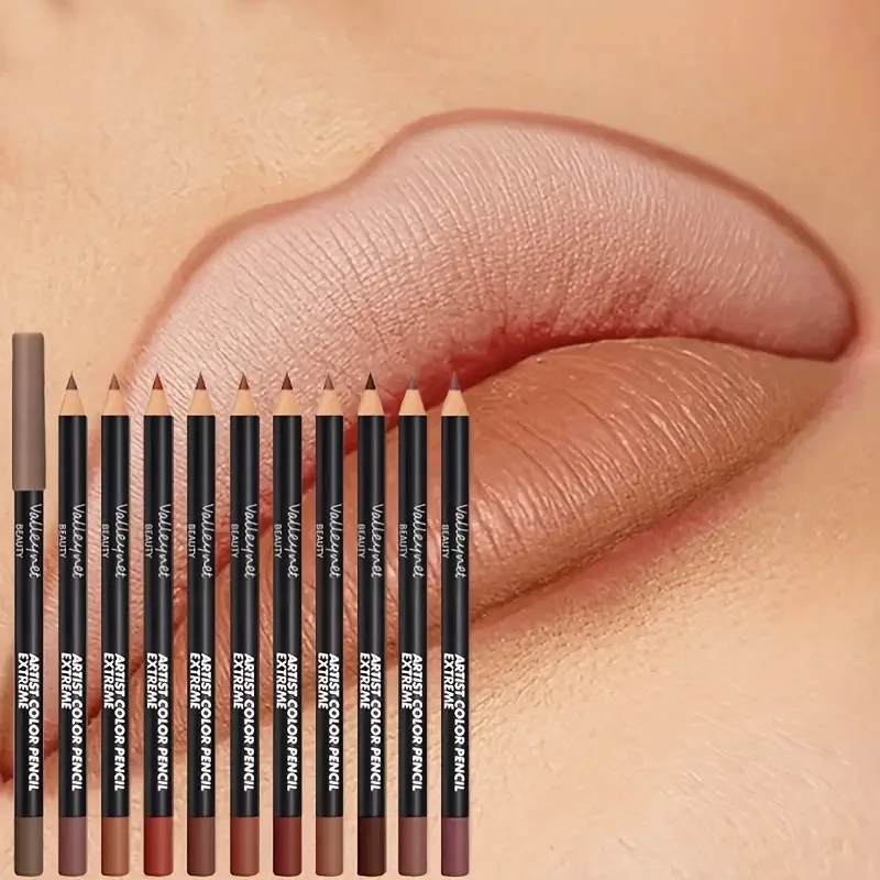 12 Color Waterproof Matte Lipliner Pencil Red Contour Tint Lipstick Long Lasting Non-stick Cup Moisturising Lips Makeup