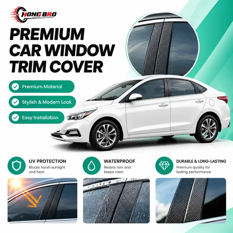 For Hyundai Verna 2016-2021 Black Sequin B Pillar Trim Window Middle Column Decoration Car Styling Accessories