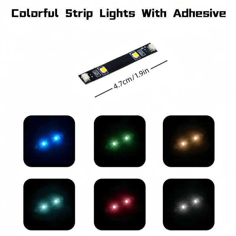 MAXCXT LED Light Accessories for DIY Building Blocks Models Colorful Strip Lights with Adhesive Compatible with LEGO Models