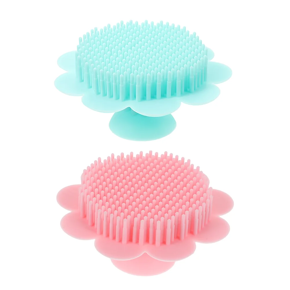 

2 Pcs Silicone Shampoo Brush Handheld Bath Scrubber Portable Baby Hair Cleaning Massager Bathing Accessory Kids
