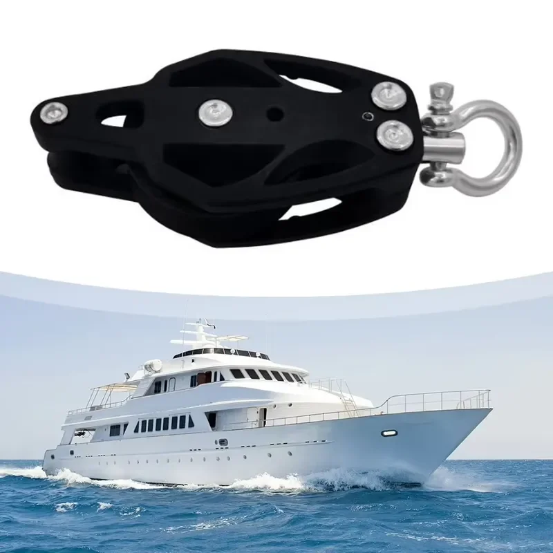 Marine Sailboat Pulley, 35mm Swivel Sheave with Becket, Aluminum Alloy Hardware, for Sailboat Rigging Gym Equipment Accessories