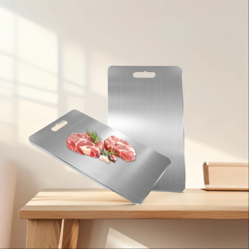 

Stainless Steel Cutting Board - Easy to Clean, Double-Sided Food Grade Titanium Cutting Board, Home Counter