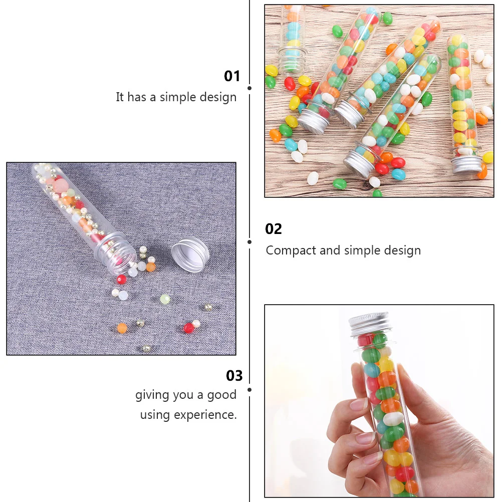 50pcs 45Ml Test Tube Bottles Transparent Portable Storage Tubes For Candy Liquid Samples Multipurpose Pet Plastic Tubes Lab