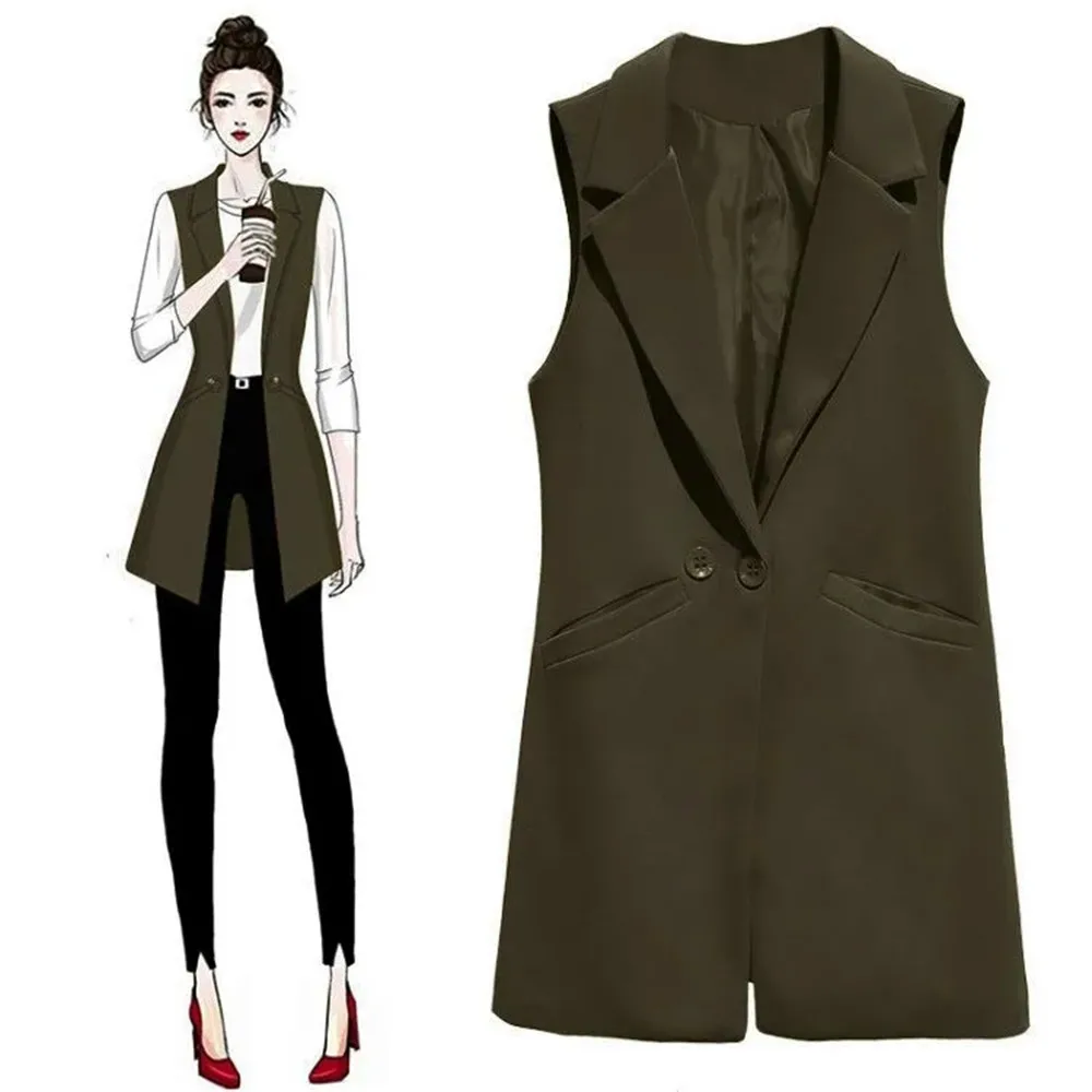 

Women Blazer Sleeveless Vests Coat Quilted Waistcoat Ol Suit Tops Outerwear Double Breasted Elegant Work Slim Classic Jackets