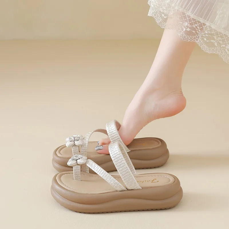 New Thick Soled Elevated Sandals Slippers For Women, Spring Summer Small & Plus Size Casual Outdoor All Match Slides