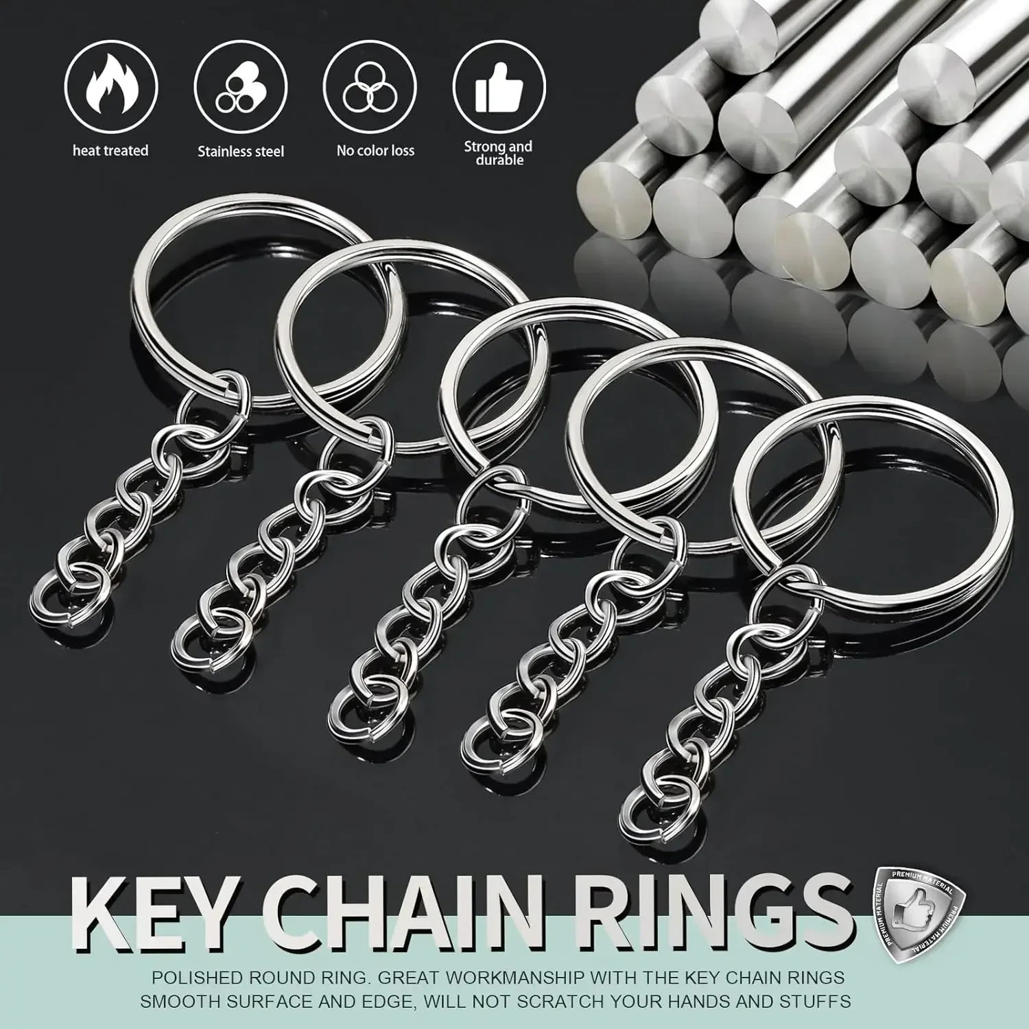 Silver Plated Metal Blank Keyring Keychain Split Ring Keyfob Key Holder Rings Women Men DIY Key Chains Key Ring Accessories