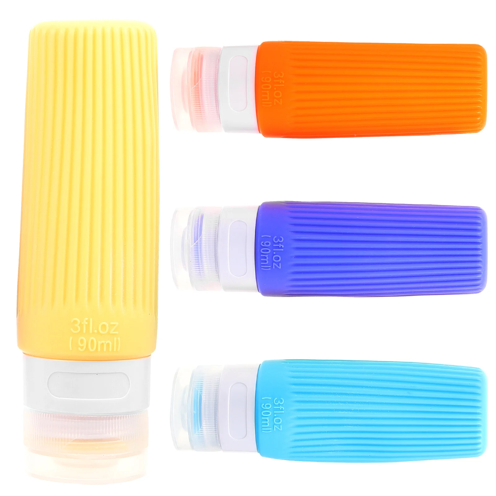 

4pcs Travel Bottles 90ml Leak Proof Toiletry Containers Soft Material Blue Yellow Shampoo Travel Container Orange