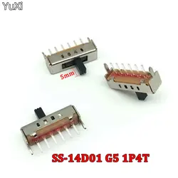 YUXI 10PCS SS14D01 Vertical Slide Switch 6Pins Straight Feet 4 Position 1P4T Toy Machine Toggle Switch