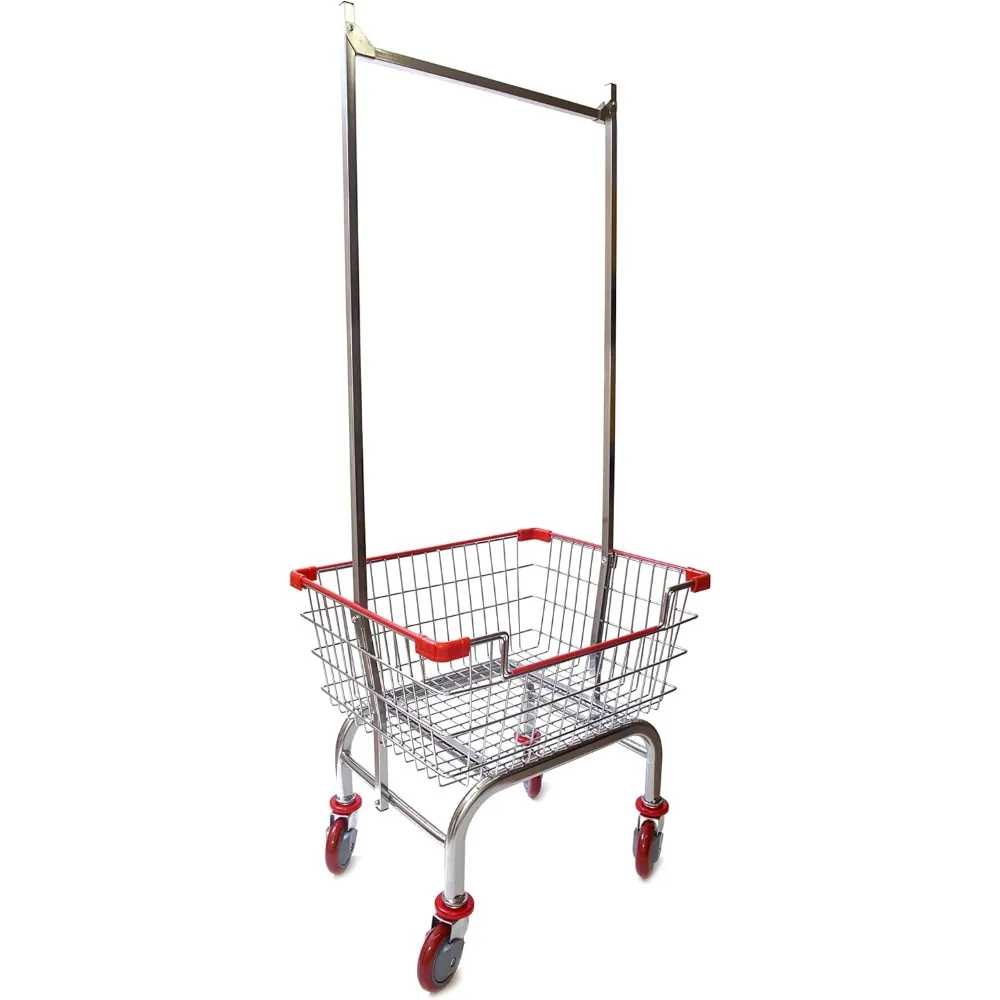 عربة غسيل مع رف مزدوج القطب، 2.5 بو (حواف حمراء أو زرقاء) (أحمر) #2