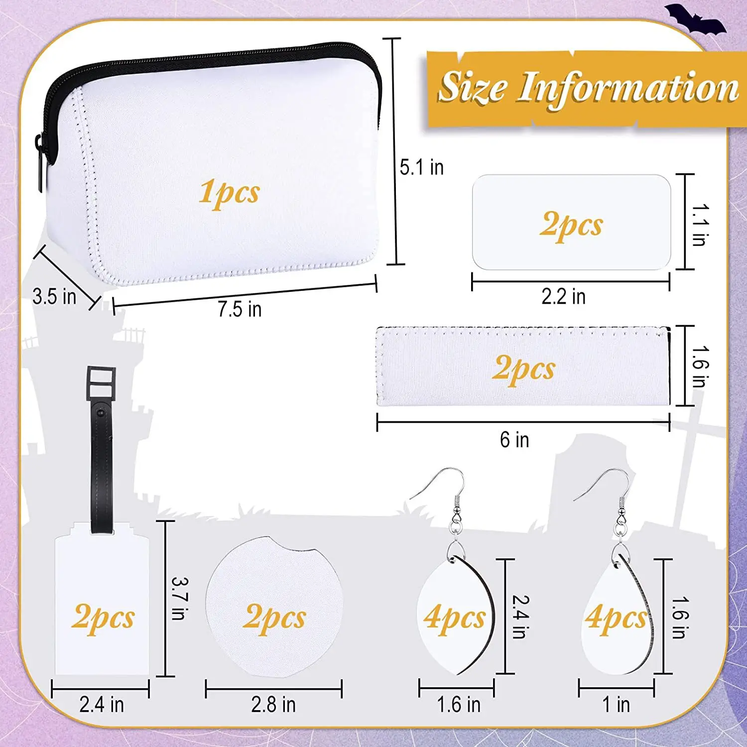 29Pcs/Set Sublimation Blanks Products Set DIY Blank Keychain With Makeup Bags Heat Transfer Travel Bottles Keychain Set