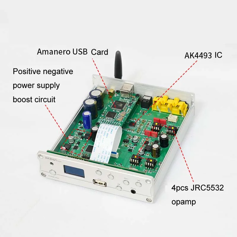 원격 제어 블루투스 5.0 AK4493 디코더 U 디스크 재생 발열 앰프 올인원 기계, 앱 선택