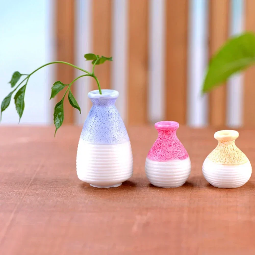 Vas Menarik Model Resin Mudah Dibawa Vas Miniatur Tanaman Berwarna Cerah Vas Bunga Tahan Aus