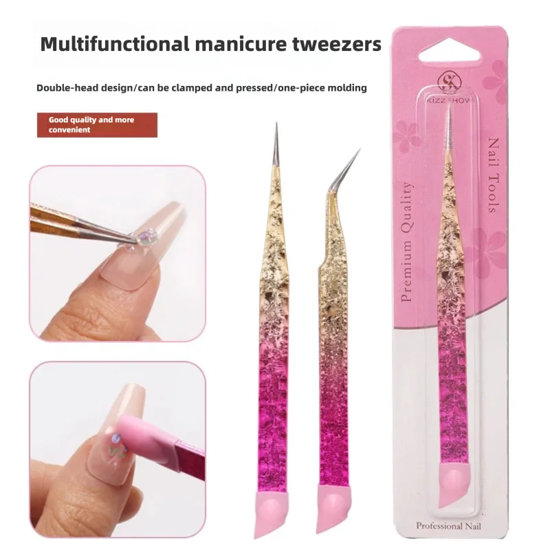 1/2Pcs Manicure Double-Ended Tweezers Silicone Japanese Manicure Tools for Eyelash Extensions & Makeup Tools Nail Art Decals
