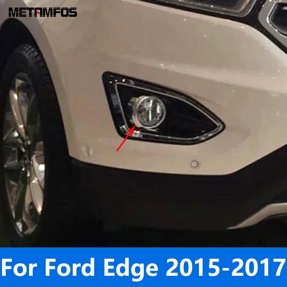 Front Fog Light Lamp Cover Trim For Ford Edge 2015 2016 2017 Chrome Foglight Protection Frame Exterior Accessories Car Styling