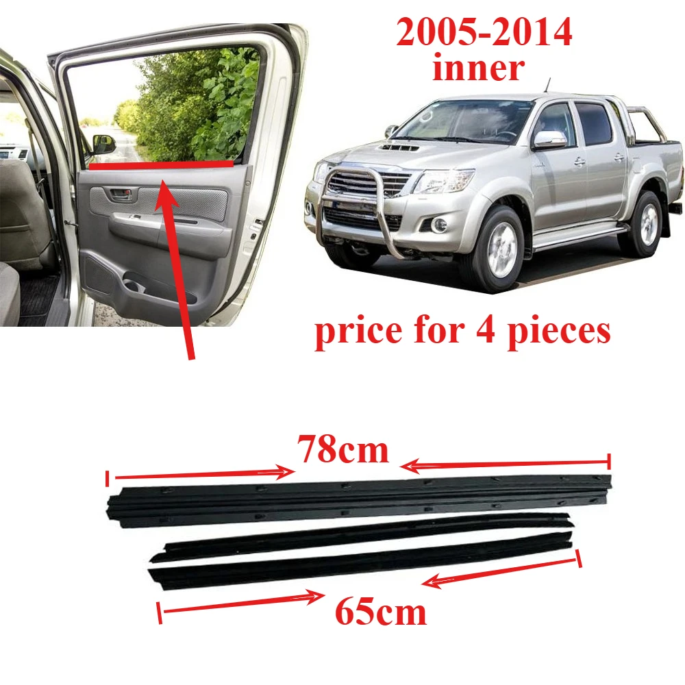 

4 Pieces Inner Window Glass Rubber for Toyota Hilux 2005-2014 Moudling Belt Line for Hilux Glass Inner Laminate 68172-0K010