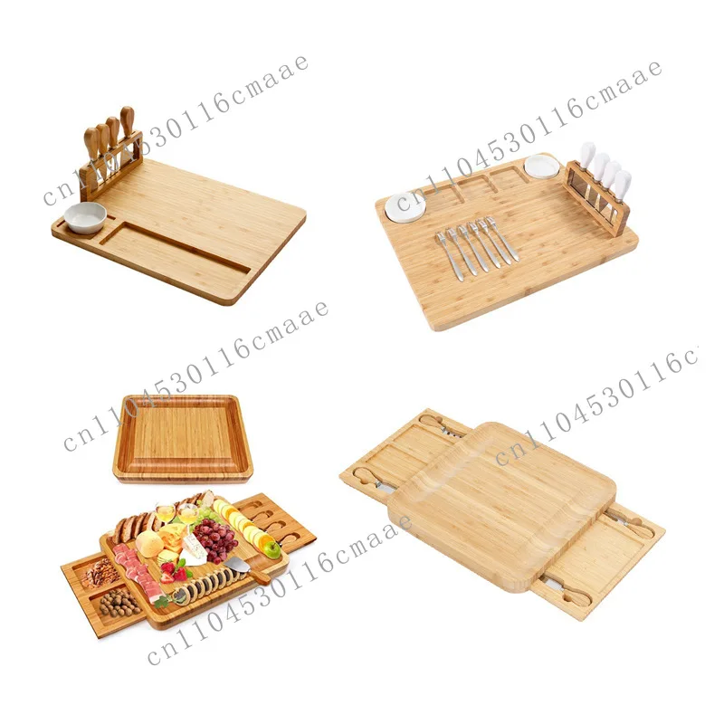 Cheese board cross-border hot sale with drawer tray knife set Bamboo cutting board spot household cheese cutting board set