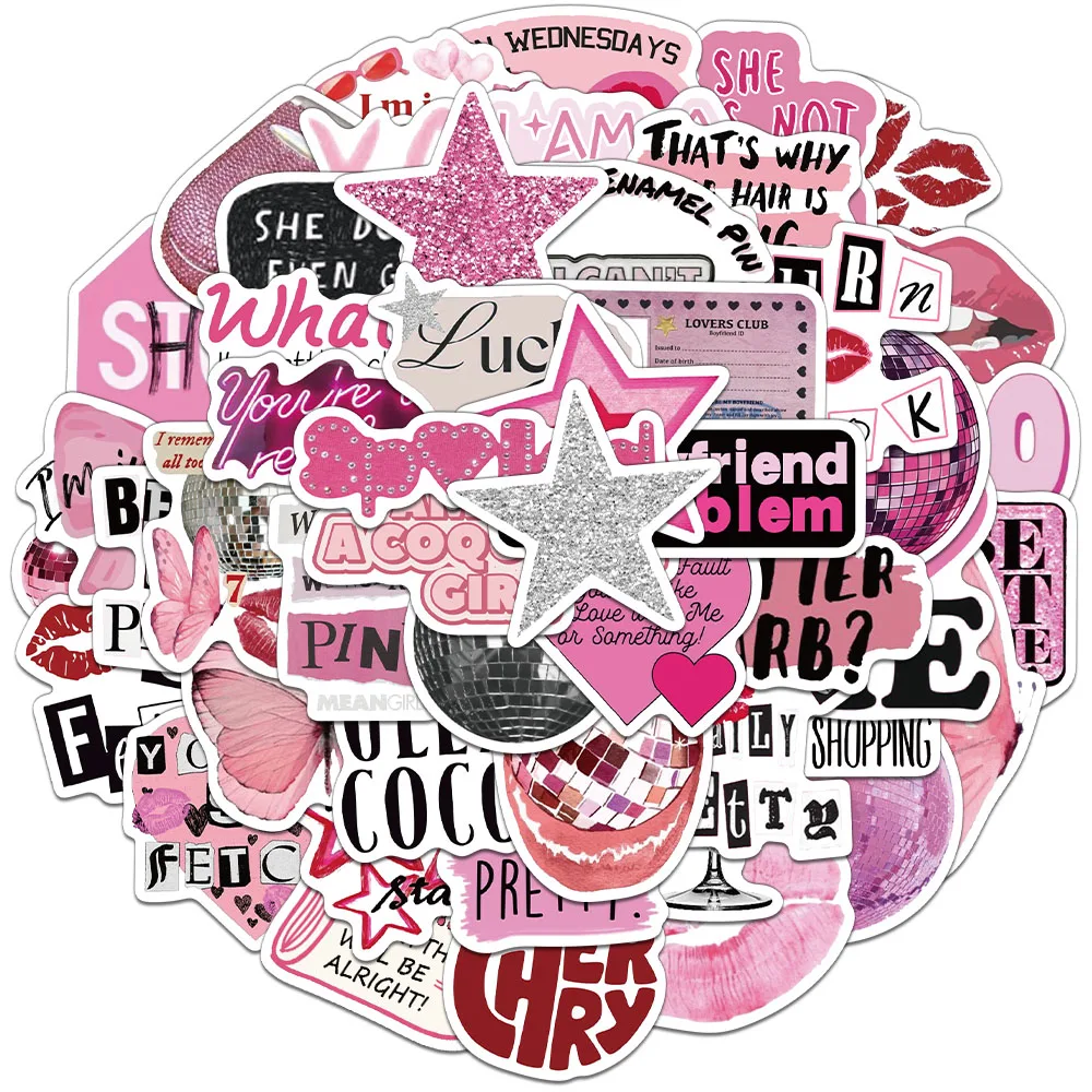 

50/100 шт. креативные розовые наклейки Y2K, украшение для аккаунта, чашка для воды «сделай сам», блокнот, чехол для телефона, персонализированные наклейки